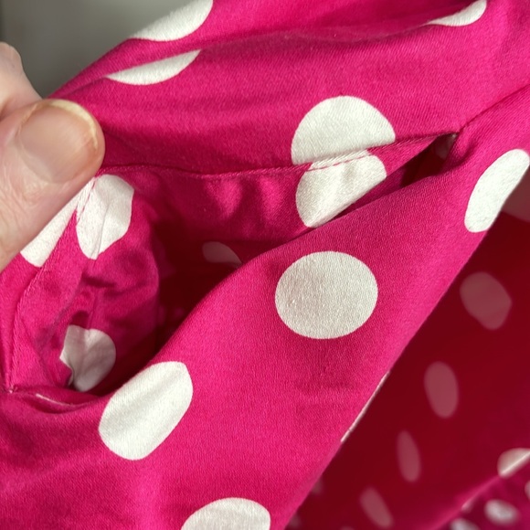 Classic ModCloth retro polka dot halter pink dress with pockets - Picture 3 of 4